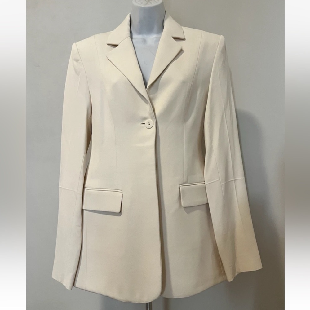 MANGO X VICTORIA BECKHAM Single Button Cream Blazer Suit Jacket S/4